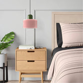 Lampada stile Morandi a sospensione LED in vetro rosa cilindrica per comodino