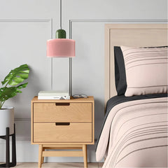 Lampada stile Morandi a sospensione LED in vetro rosa cilindrica per comodino