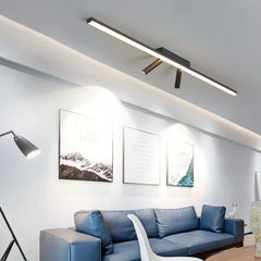 Faretto LED da soffitto lineare moderno nero con 2 faretti orientabili per soggiorno