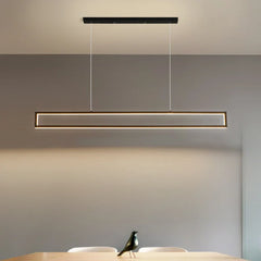 Lampada a sospensione rettangolare minimal nera a LED dimmerabile per sala da pranzo