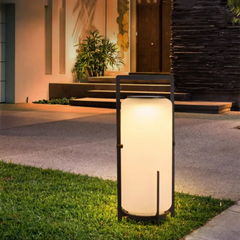 Lampada portatile da esterno a lanterna LED calda solare in vetro per giardino