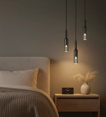 Lampadario a bottiglia in vetro LED altezza regolabile per comodino