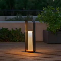 Lampade LED da Terrazzo Moderne Solari in Metallo Nero Rettangolari