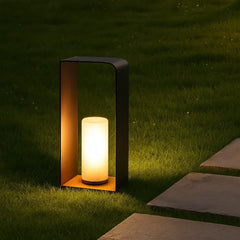 Lampade LED da Terrazzo Moderne Solari in Metallo Nero Rettangolari