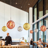 Lampadario a Sospensione Sfera Vetro Ondulato Moderno