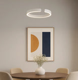 Lampadario Anelli LED Dimmerabili Design Moderno in Metallo Nero per Sala da Pranzo