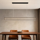 Lampada a sospensione rettangolare minimal nera a LED dimmerabile per sala da pranzo
