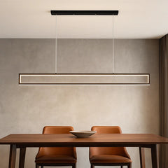 Lampada a sospensione rettangolare minimal nera a LED dimmerabile per sala da pranzo
