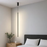 Lampadario Lineare Led Minimal Nero Altezza Regolabile per Comodino