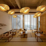 Lampadario in Bambù Stile Nordico Altezza Regolabile per Sala da Pranzo – Luce Calda