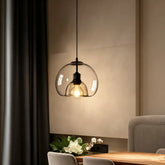 Lampadario Moderno con Sfere di Vetro Altezza Regolabile per Sala Pranzo