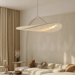 Lampadario a sospensione in tessuto tecnico stile wabi sabi bianco per sala da pranzo