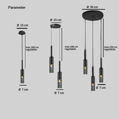 Lampadario a bottiglia in vetro LED altezza regolabile per comodino