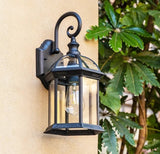 Applique da Esterno Nera LED in Stile Industriale in Metallo a Lanterna – Luce Tricolore