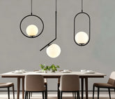 Lampadario con Sfere Vetro LED Design Moderno Altezza Regolabile da Sala Pranzo