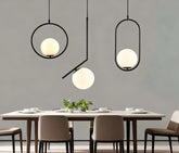 Lampadario con Sfere Vetro LED Design Moderno Altezza Regolabile da Sala Pranzo