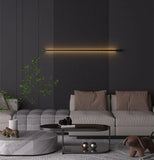 Applique da Parete Lineare LED in Metallo Minimal Nero per Soggiorno