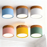 Faretti Led Cilindrici Stile Nordico in Legno per Corridoio — Ø 10 cm