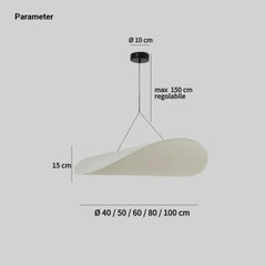 Lampadario a sospensione in tessuto tecnico stile wabi sabi bianco per sala da pranzo