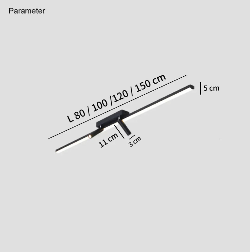 Faretto LED da soffitto lineare moderno nero con 2 faretti orientabili per soggiorno