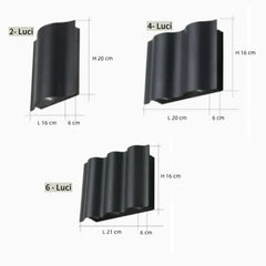 Applique da Esterno Led Doppia Luce Moderna Nero in Metallo