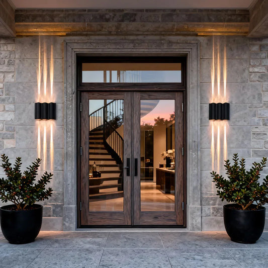 Applique da Esterno Led Doppia Luce Moderna Nero in Metallo