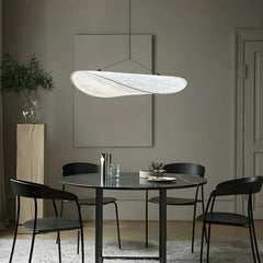 Lampadario a sospensione in tessuto tecnico stile wabi sabi bianco per sala da pranzo