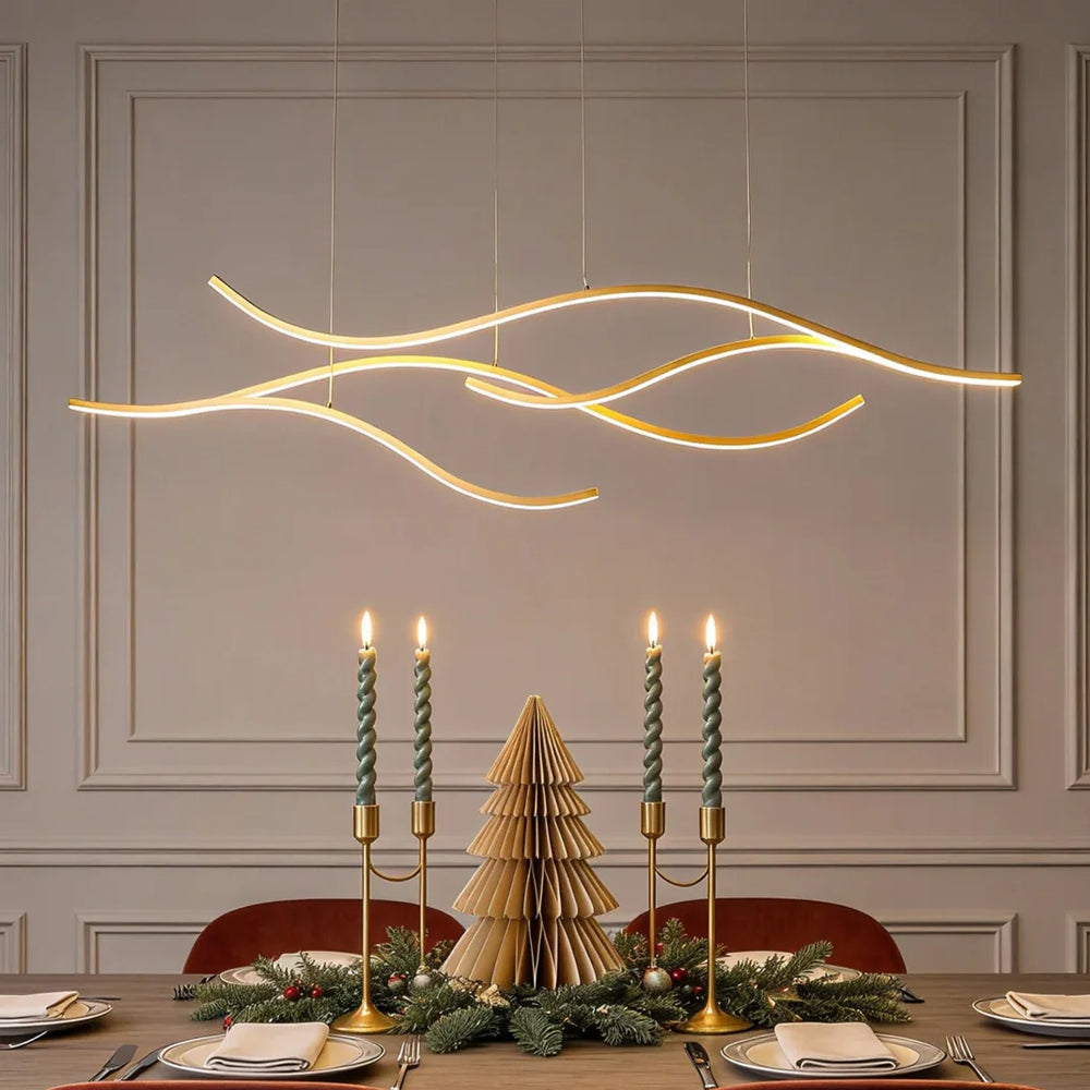 Lampadario moderno a sospensione LED dimmerabile ondulato per sala da pranzo