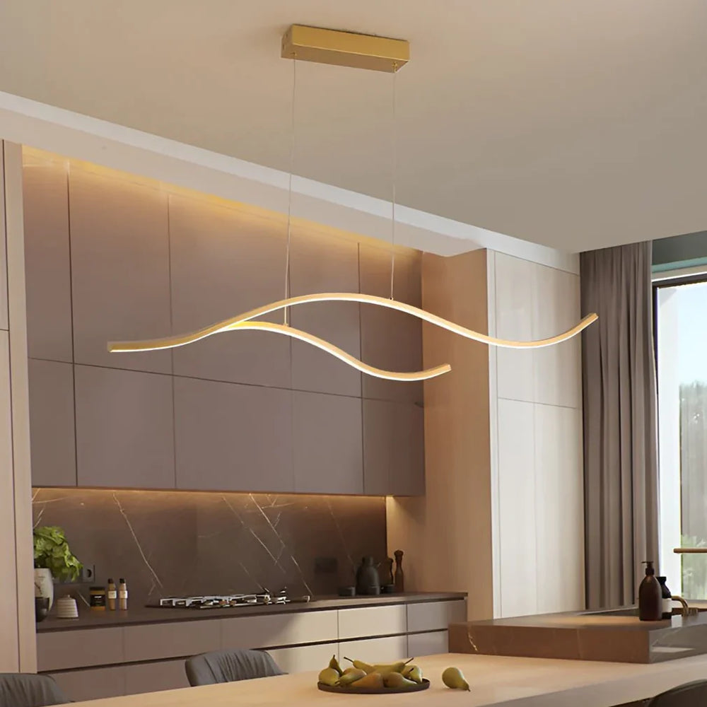 Lampadario moderno a sospensione LED dimmerabile ondulato per sala da pranzo