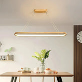 Lampadario ovale a sospensione in legno LED dimmerabile per sala da pranzo