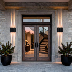 Applique da esterno up down moderno LED in metallo nero con profilo ondulato