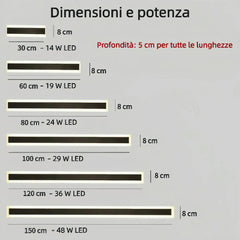 Applique barra LED da esterno a emissione luminosa perimetrale con sensore di movimento