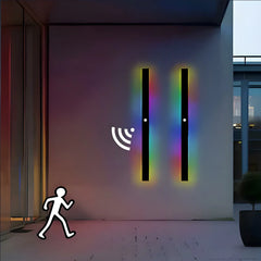 Applique da esterno moderna minimal lineare con sensore di movimento nero