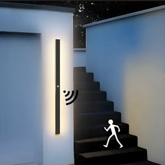 Applique da esterno moderna minimal lineare con sensore di movimento nero