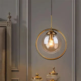 Lampadario a Sfera di Vetro LED Stile Mid Century Altezza Regolabile per Comodino