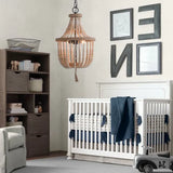 Lampada per Camera da Letto a Sospensione in Legno con Perline