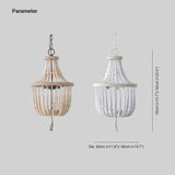 Lampada per Camera da Letto a Sospensione in Legno con Perline