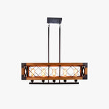 Lampada a Sospensione Industriale in Legno Multi Luce
