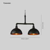 Lampadario Ferro Industriale Nero Doppia Testa