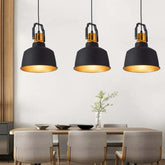 Lampadari a Sospensione Stile Industriale Nero e Oro da Pranzo