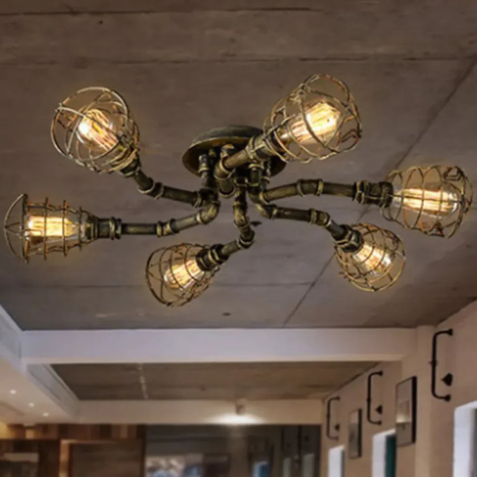 Plafoniere Industriale Design Vintage in Rame