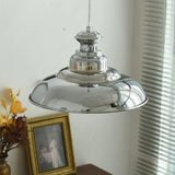 Lampada Industriale a Sospensione Cupola in Metallo Cromato