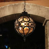 Lampada a Sospensione Sferica in Ottone Intagliato