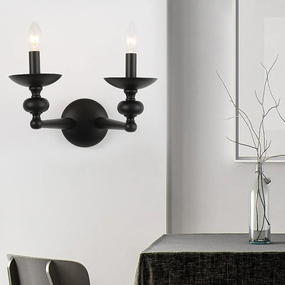 Applique a Candelabro Doppio Braccio in Nero Stile Vintage