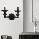 Applique a Candelabro Doppio Braccio in Nero Stile Vintage