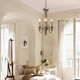 Lampadario Sospensione Legno Elegante Candeliere Bianco Vintage