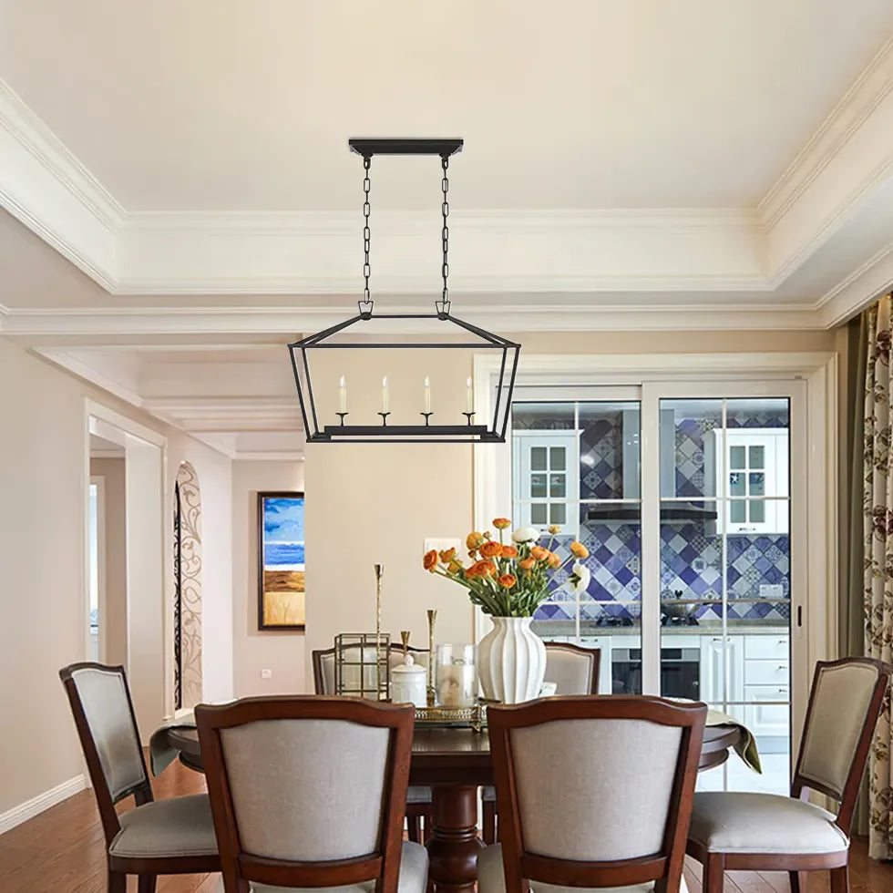 Lampadario Pendente Nero Industriale Portacandela Poligonale