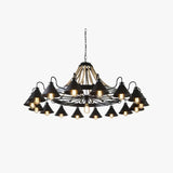 Lampadario Nero a Sospensione Industriale a Ruota