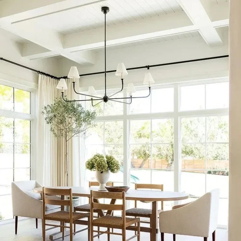 Lampadari per sale a bracci multipli in tessuto bianco