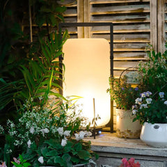 Lampada portatile da esterno a lanterna LED calda solare in vetro per giardino